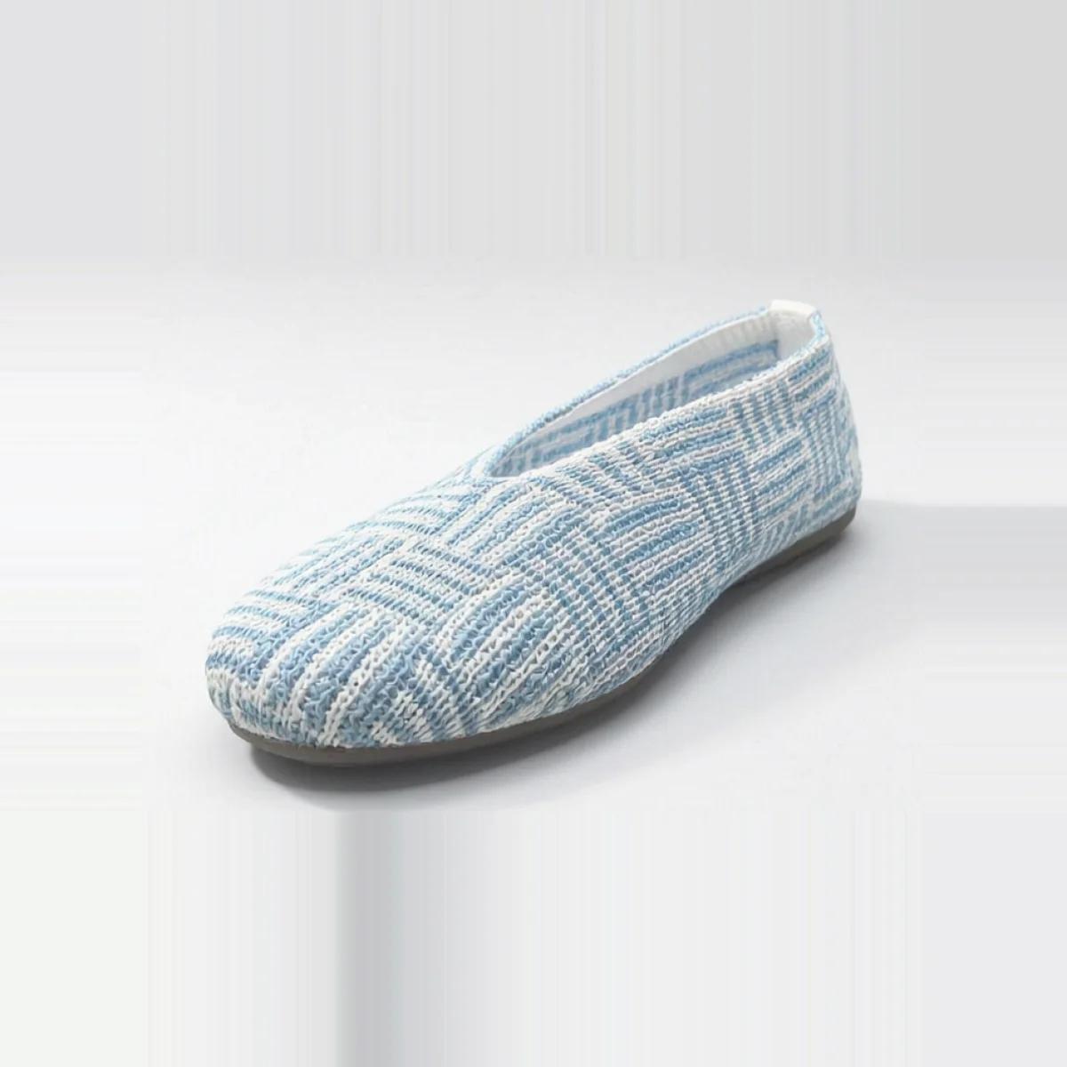 Blue White Woven Boat Shoe