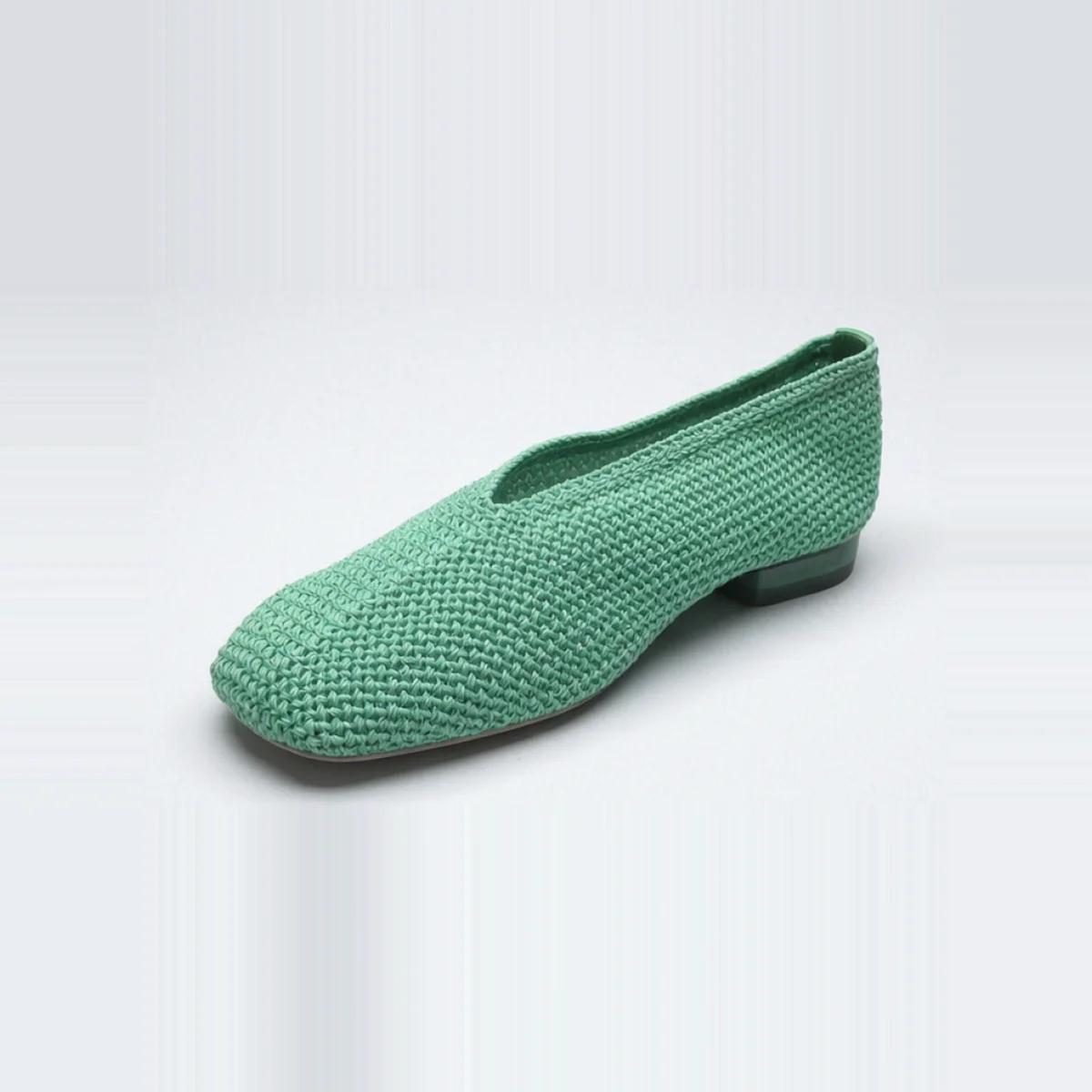 Blue White Woven V-Cut Flat