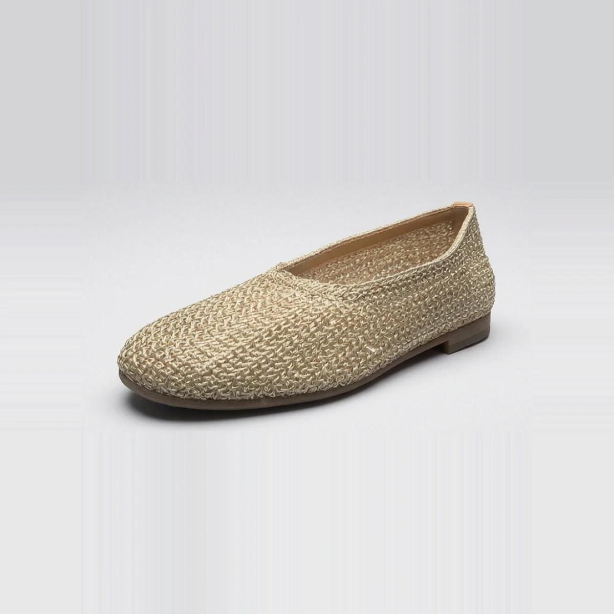 Mint Green Woven V-Cut Flat