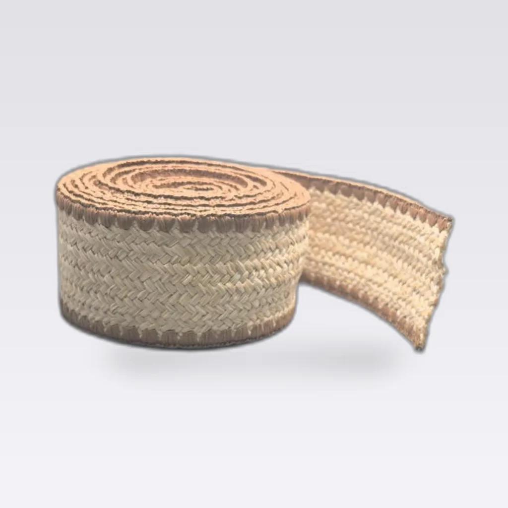 Beige Pink Edge Raffia Woven Tape